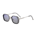 Square sunglasses with silver metal temples and purple gradient lenses for men - C7 Silver Frame Gradient Blue Lens