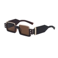 Square brown sunglasses with thick frames and golden metal rivets on the temples - C7 Matte Dark Brown Gold Brown