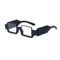 Fashion square black sunglasses with layered frame and pyramid stud details on wide temples - C8 Bright Black Anti-Blue Light