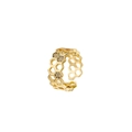 Gros plan détaillé d'une bague alvéolée dorée ornée de zircons cubiques scintillants - Style Ouvert Ajouré en Nid d'Abeille (ZPR1043)