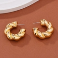 Minimalist twisted C-shape drop earrings in a polished golden finish for women - Twisted C-Shape Gold