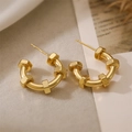 Minimalistische goldene C-Form Creolen mit beweglichen Muttern im Industrie-Stil - Mutter-Form Creolen