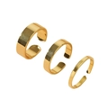 Set de 3 anillos dorados minimalistas con diseño ajustable para un estilo de capas único - Juego de tres piezas dorado minimalista anillo abierto ajustable (ZPR993)