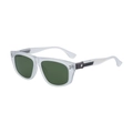 Modern square polarized sunglasses with frosted glacier white frames and green lenses - C3 Transparent G15 Green Lens
