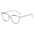 Montatura occhiali cat-eye rosa trasparente con stanghette dorate e strass eleganti - Sfumato Rosa Grigio (C4-PINK GREY)