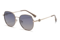 Occhiali da sole ottagonali dorati con lenti sfumate blu e dettaglio a cuore - Montatura Oro Chiaro/Lente Sfumata Blu Grigio (C2)