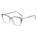 Cat-eye glasses frame with purple gradient front and gold rhinestone metal temples - Grey Pink Gradient (C5-GREY PINK)