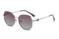 Occhiali da sole polarizzati quadrati da donna, montatura in metallo argento e lenti sfumate - Montatura Argento/Lente Sfumata Rosa Grigio (C3)