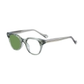 Occhiali da sole ovali alla moda con montatura grigio-verde traslucida e anima in metallo - Montatura Verde Trasparente (Diventa Verde)