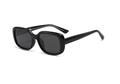 Fashionable square black polarized sunglasses with wide frames and dark grey lenses for women - Glossy Black Frame Gray Lens (C1)