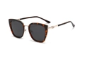 Cat eye polarized sunglasses with tortoise frame and gold metal temples for women - Tortoise Gold Frame - Grey Lens (C5)
