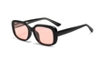Polarized square sunglasses featuring a thick black frame and light pink lenses - Bright Black Frame Pink Lens (C2)