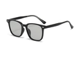 Square matte black polarized sunglasses with light grey lenses and silver rivet details - Black Frame Light Grey Lens (C2)