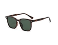 Polarized square tortoiseshell sunglasses for women with brown leopard print and dark lenses - Tortoise Frame Dark Green Lens (C3)