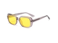 Fashionable square sunglasses with transparent purple frame and vibrant yellow lenses - Transparent Purple Frame Yellow Lens (C4)