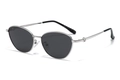 Occhiali da sole polarizzati cat-eye con montatura in argento e lenti grigie - Montatura Argento Lenti Nere (C1)