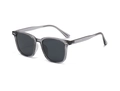 Stylish square polarized sunglasses in transparent grey frame with dark grey lenses - Transparent Grey Frame Grey Lens (C4)