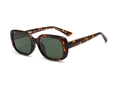 Classic tortoiseshell square frame polarized sunglasses with vintage leopard pattern - Tortoise Frame Green Lens (C5)