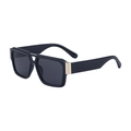 Lunettes de soleil carrées noires avec double pont et charnières métalliques dorées - C1 Noir Or Gris Complet