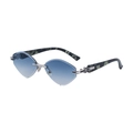 Lunettes de soleil œil de chat sans monture avec verres bleus dégradés et strass - C3 Ambre Argent Dégradé Bleu