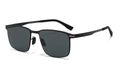 Lunettes de soleil polarisées homme monture carrée en métal noir mat et gris - C1 (Monture Noire / Verres Gris)