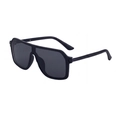 Matte black oversized wrap-around sports sunglasses with sleek square frame design - Matte Black Glossy Black Gray Lens