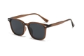 Retro square polarized sunglasses with translucent brown frame and dark grey lenses - Transparent Tea Frame Grey Lens (C5)