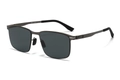 Lunettes de soleil polarisées carrées pour hommes avec monture en métal gris foncé - Dégradé Multicolore