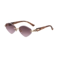 Lunettes de soleil œil-de-chat sans monture avec verres dégradés violets et branches écaillées - C5 Ambre Or Dégradé Violet Rose