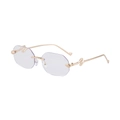 Frameless octagon sunglasses with purple lenses and gold snake-shaped metal temples - Gold Frame Photochromic Grey Lens