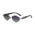 Lunettes de soleil œil de chat sans monture avec verres gris et branches écailles - C6 Noir Brun Or Thé Gris