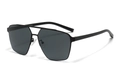 Classic black metal frame aviator sunglasses with polarized dark grey lenses and double bridge - Black (C1)