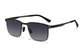 Lunettes de soleil polarisées carrées noir mat avec verres dégradés gris et branches métal - C3(Monture Noire/Verres Gris Dégradés)