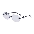 Fashionable rimless octagonal sunglasses with clear lenses and decorative black snake temples - Black Frame Photochromic Grey Lens