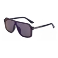 Fashionable square one-piece matte black sports sunglasses with dark grey lenses - Matte Transparent Gray Gunmetal Frame Blue Coating Lens