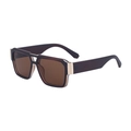 Occhiali da sole oversize quadrati con montatura marrone scuro e dettagli dorati - Marrone Scuro Opaco Oro Marrone (C8)