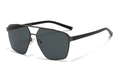 Gunmetal double-bridge square polarized nylon sunglasses for men with dark gray lenses - Gunmetal(C2)