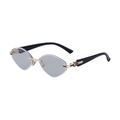 Dames cat-eye zonnebril met geometrisch geslepen lichtgrijze glazen voor vrouwen - Glanzend Zwart Goud Lichtzwart naar Zwart