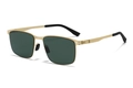 Lunettes de soleil polarisées homme monture métal doré mat et verres carrés verts - C4
