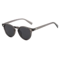 Classic round polarized sunglasses with grey translucent frames and metallic rivets - Grey Frame Grey Lens