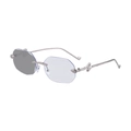 Lunettes de soleil octogonales sans monture bleu clair avec branches serpent argent - Monture Argentée Verres Gris Dégradé