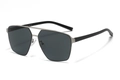 Silver metal double bridge aviator sunglasses with dark grey polarized lenses C3 - Silver (C3)