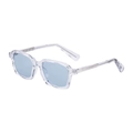 Gafas de sol cuadradas con lentes azul claro y montura transparente con núcleo metálico - Blanco Transparente Se Vuelve Azul Claro