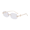 Lunettes de soleil sans monture avec verres violet clair et branches dorées motif serpent - Monture Dorée Verres Thé Dégradé
