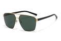 Polarized square nylon sunglasses for men with golden metal double bridge frames - Gold (C4)