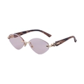 Lunettes de soleil œil de chat sans monture avec verres violets et branches écaillées - Motif Ambre Or Rose Clair à Rose Foncé