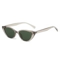 Retro cat-eye polarized sunglasses with transparent grey frame and dark green lenses - Regular / Regular (Incl. 13% VAT) Champagne Frame with Dark Green Lenses