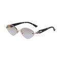 Lunettes de soleil œil-de-chat sans monture avec verres dégradés et branches en écaille - Motif Thé Noir Or Thé Clair à Thé Foncé