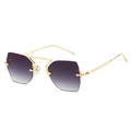 Frameless rimless polygon sunglasses with purple gradient lenses and gold metal frame - Gold Frame Gradient Gray Lens