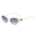 White cat eye sunglasses with gradient purple lenses and golden hollow metal temples - Regular / White Frame with Double Grey Lenses (Incl. 13% VAT)